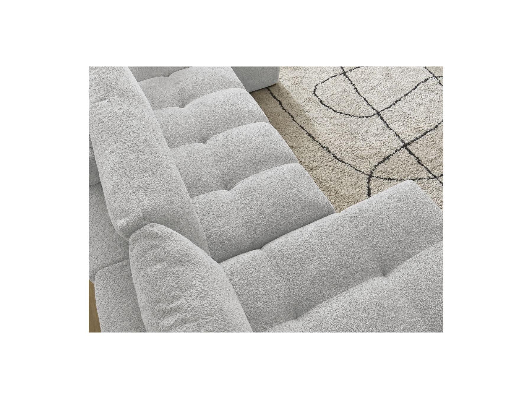 Anakin - Convertible Panoramic Sofa with Storage - Bouclé Fabric - 3 Cushions