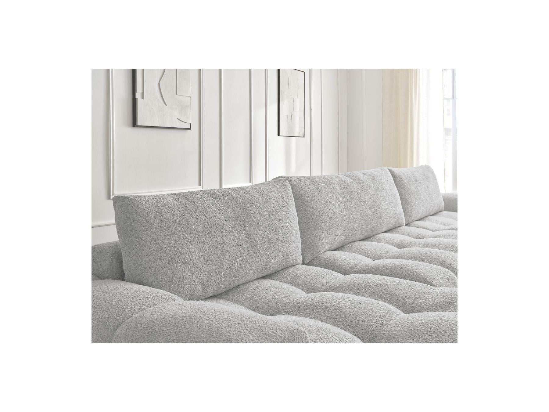 Anakin - Convertible Panoramic Sofa with Storage - Bouclé Fabric - 3 Cushions