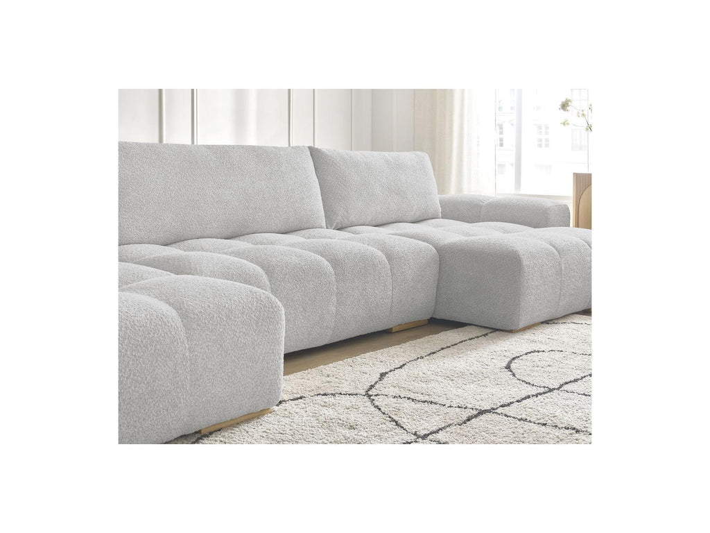 Anakin - Convertible Panoramic Sofa with Storage - Bouclé Fabric - 3 Cushions