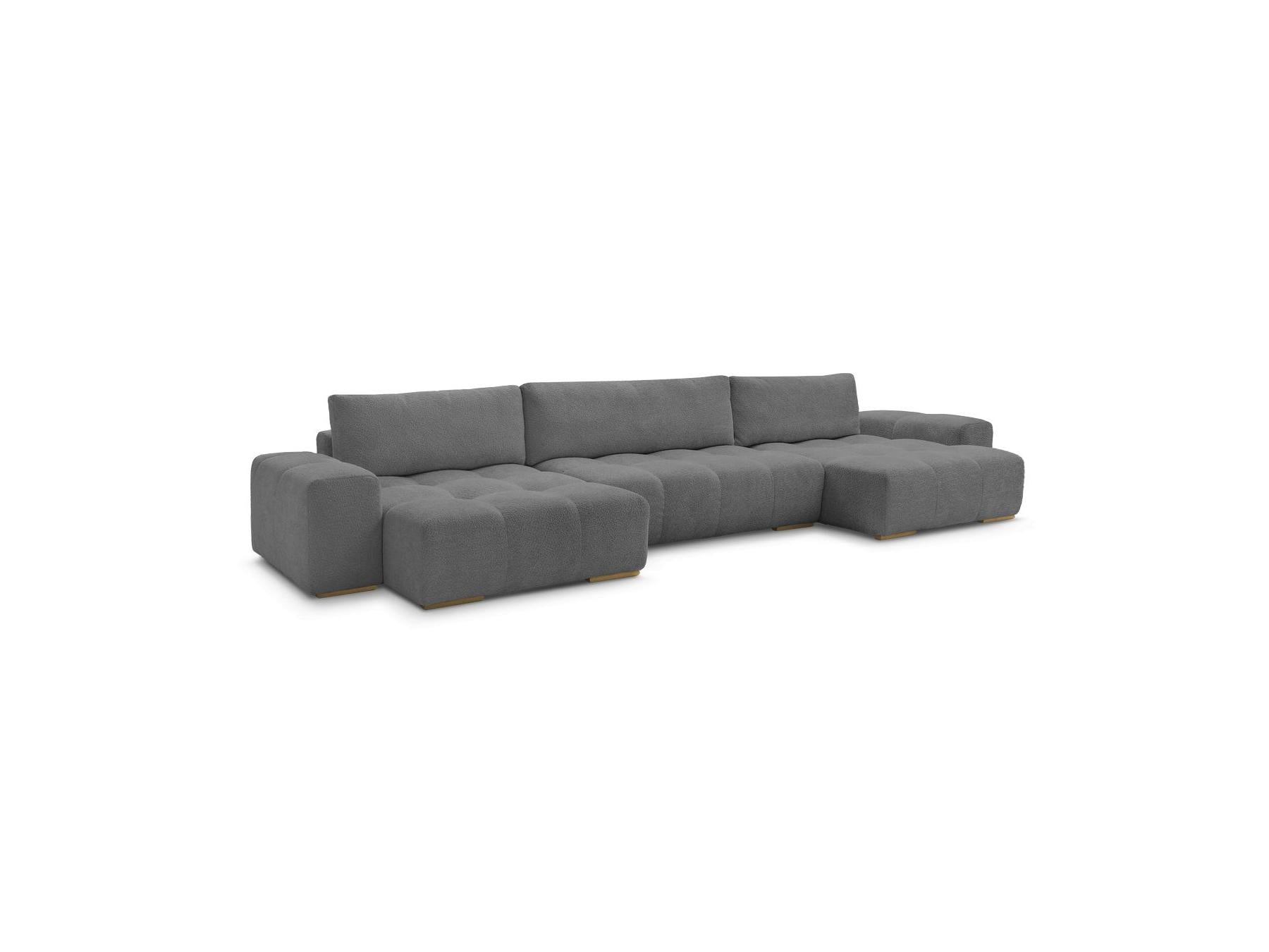 Anakin - Convertible Panoramic Sofa with Storage - Bouclé Fabric - 3 Cushions