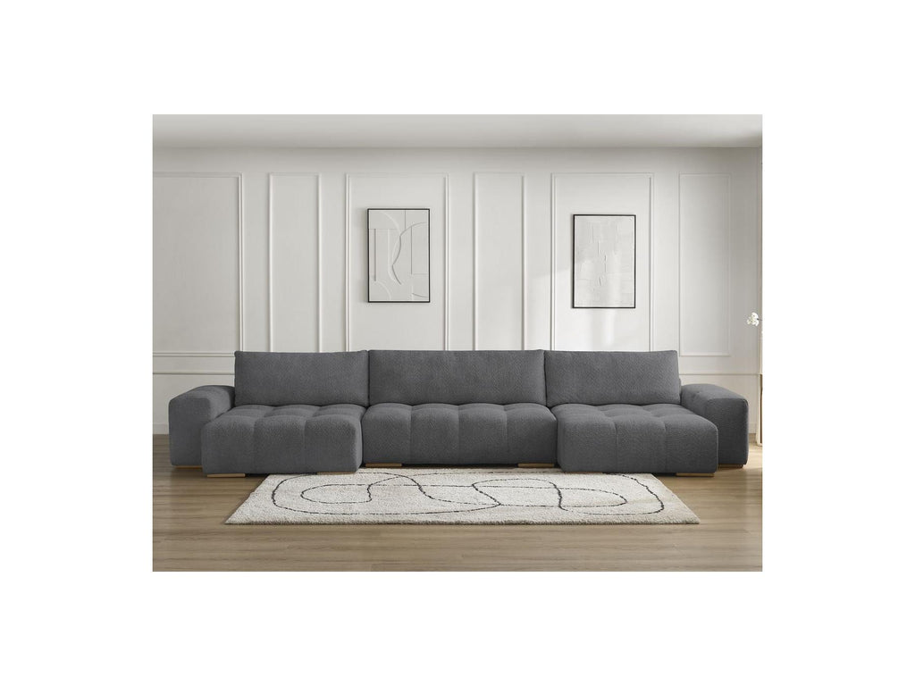 Anakin - Convertible Panoramic Sofa with Storage - Bouclé Fabric - 3 Cushions