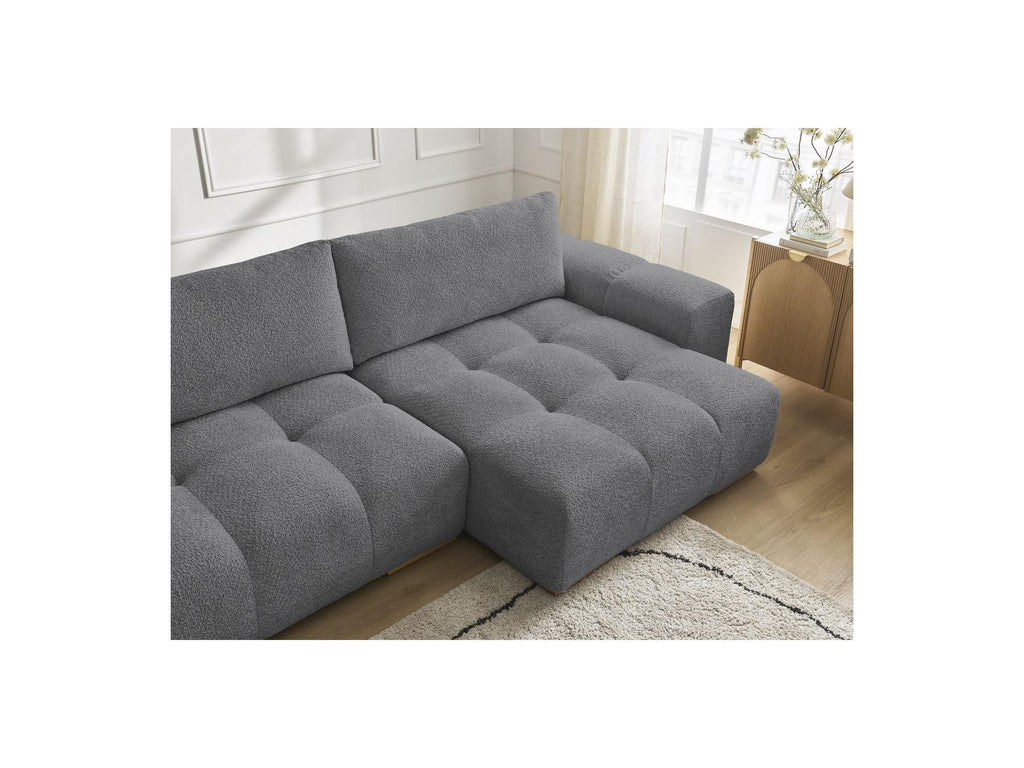 Anakin - Convertible Panoramic Sofa with Storage - Bouclé Fabric - 3 Cushions