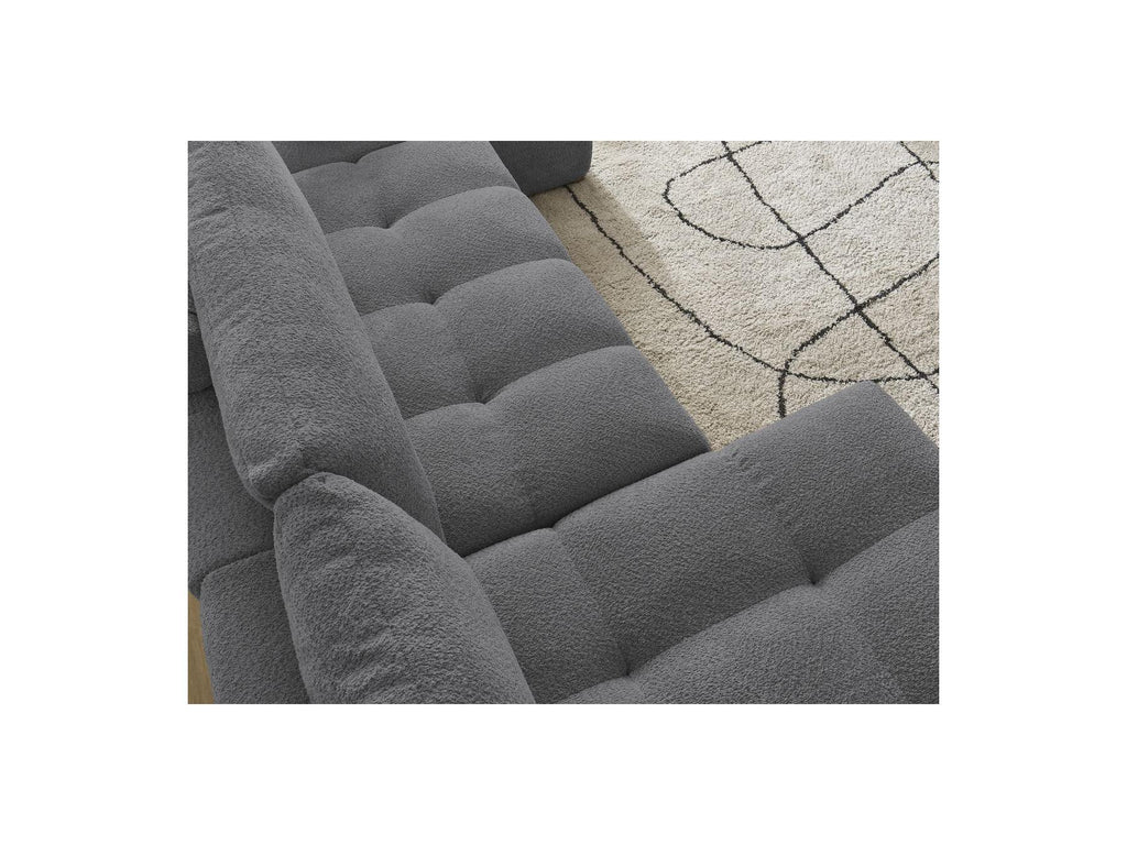Anakin - Convertible Panoramic Sofa with Storage - Bouclé Fabric - 3 Cushions