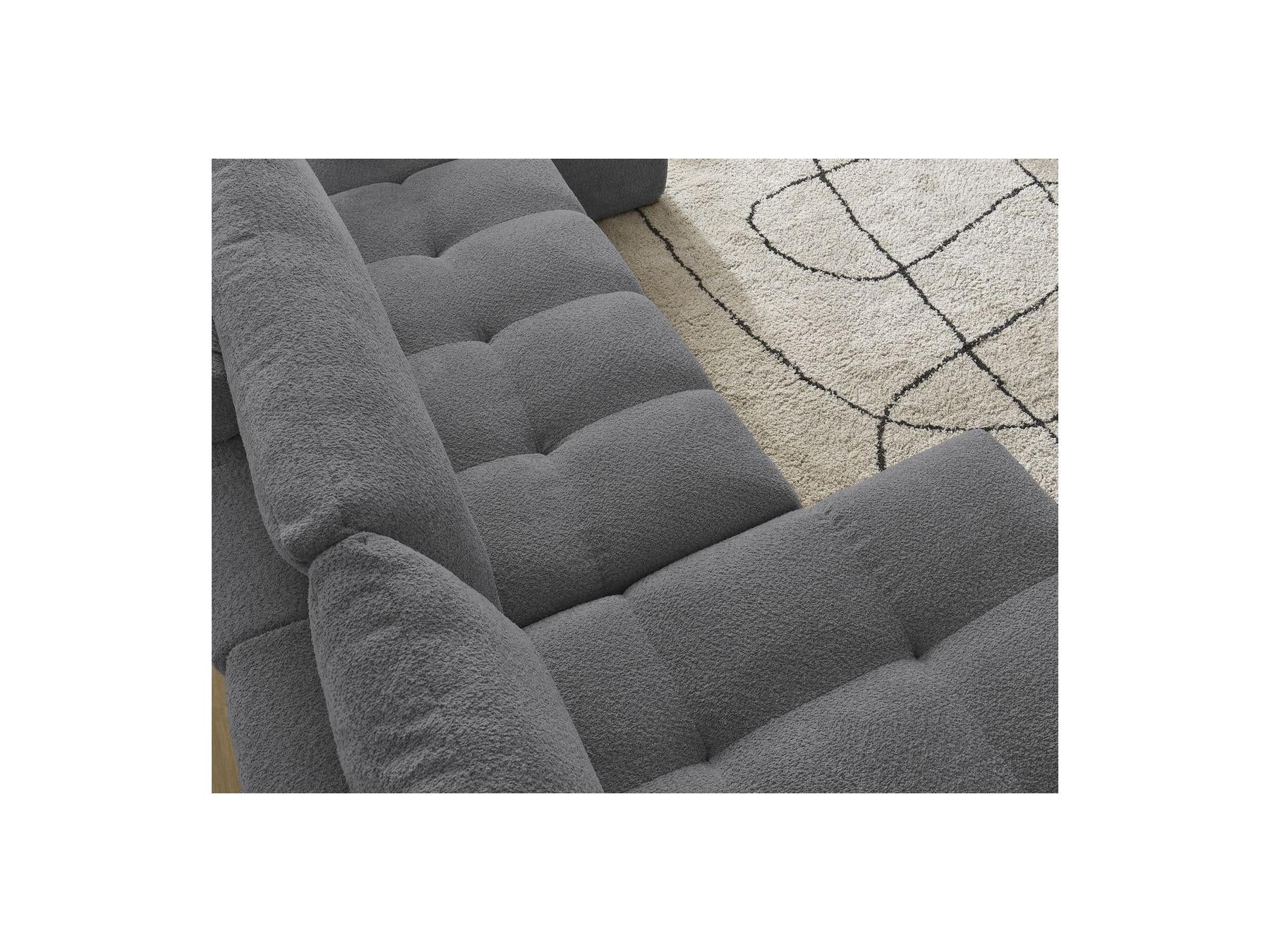 Anakin - Convertible Panoramic Sofa with Storage - Bouclé Fabric - 3 Cushions