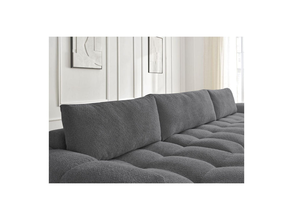 Anakin - Convertible Panoramic Sofa with Storage - Bouclé Fabric - 3 Cushions