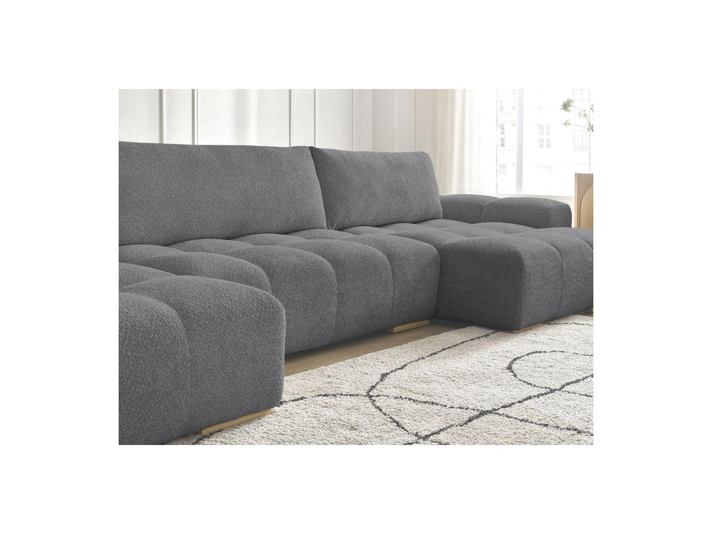 Anakin - Convertible Panoramic Sofa with Storage - Bouclé Fabric - 3 Cushions