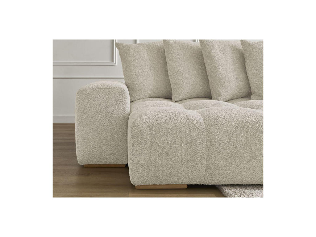 Anakin - Panoramic Convertible Sofa with Storage - Bouclé Fabric - 10 Cushions