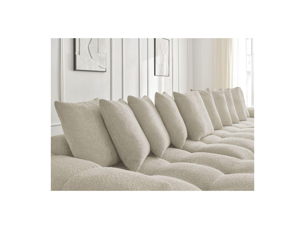 Anakin - Panoramic Convertible Sofa with Storage - Bouclé Fabric - 10 Cushions