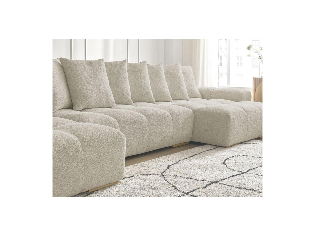 Anakin - Panoramic Convertible Sofa with Storage - Bouclé Fabric - 10 Cushions