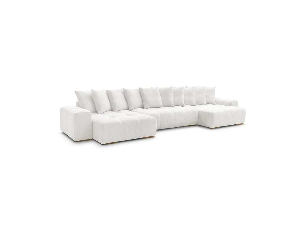 Anakin - Panoramic Convertible Sofa with Storage - Bouclé Fabric - 10 Cushions