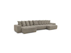 Anakin - Panoramic Convertible Sofa with Storage - Bouclé Fabric - 10 Cushions