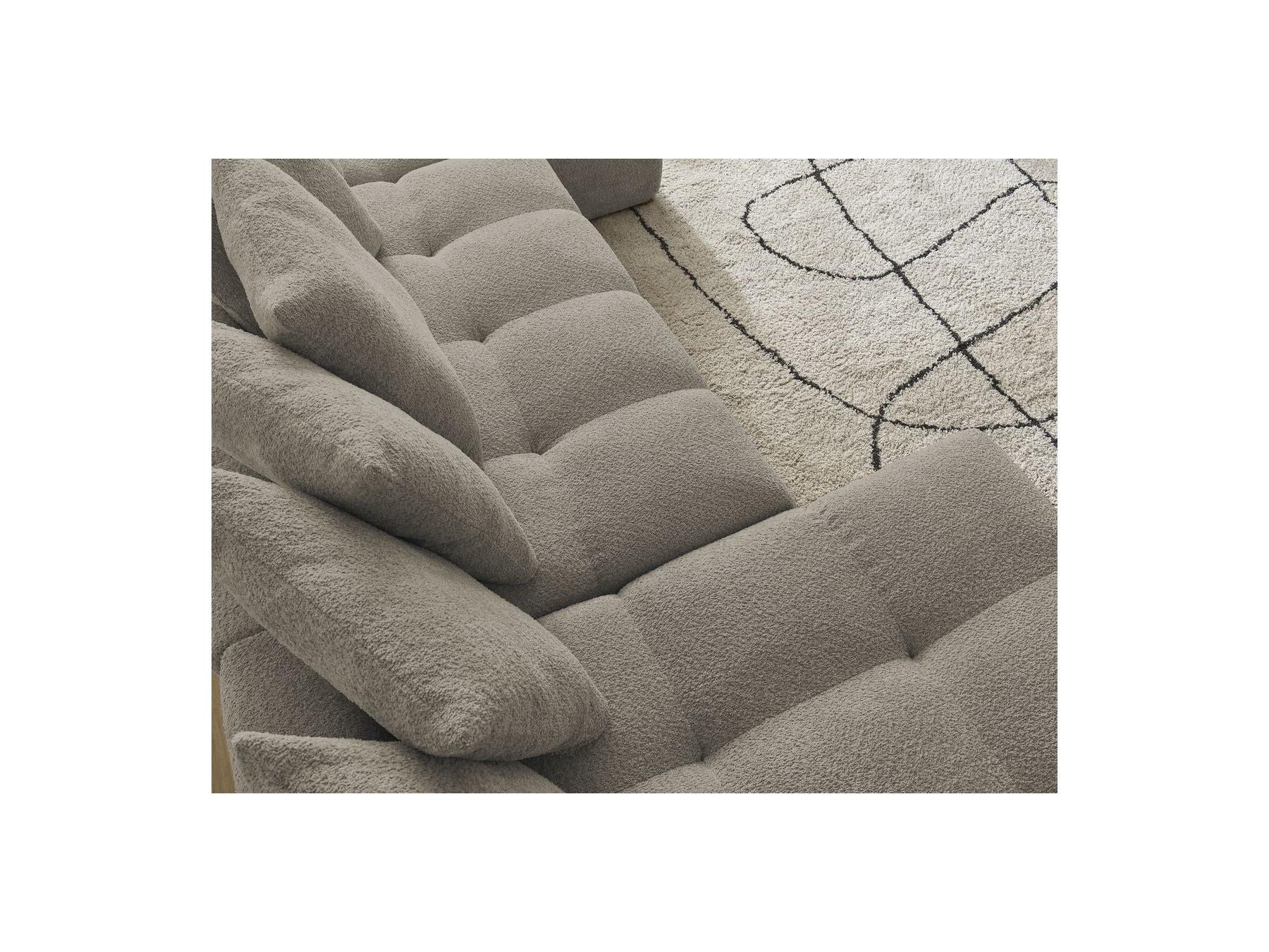 Anakin - Panoramic Convertible Sofa with Storage - Bouclé Fabric - 10 Cushions