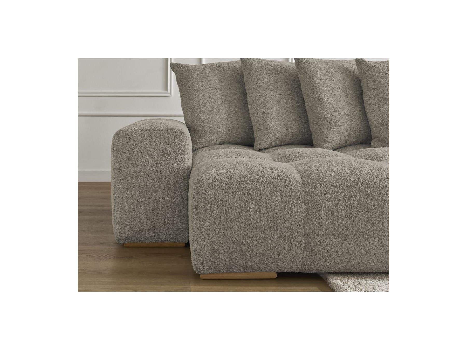 Anakin - Panoramic Convertible Sofa with Storage - Bouclé Fabric - 10 Cushions