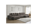 Anakin - Panoramic Convertible Sofa with Storage - Bouclé Fabric - 10 Cushions
