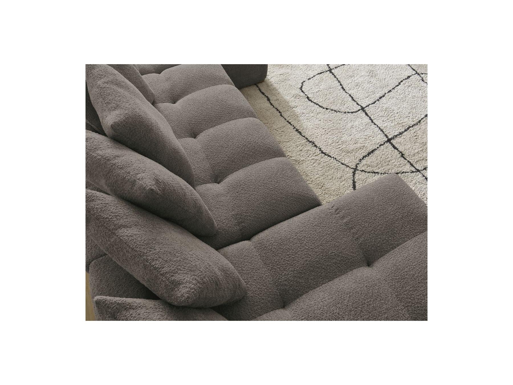 Anakin - Panoramic Convertible Sofa with Storage - Bouclé Fabric - 10 Cushions