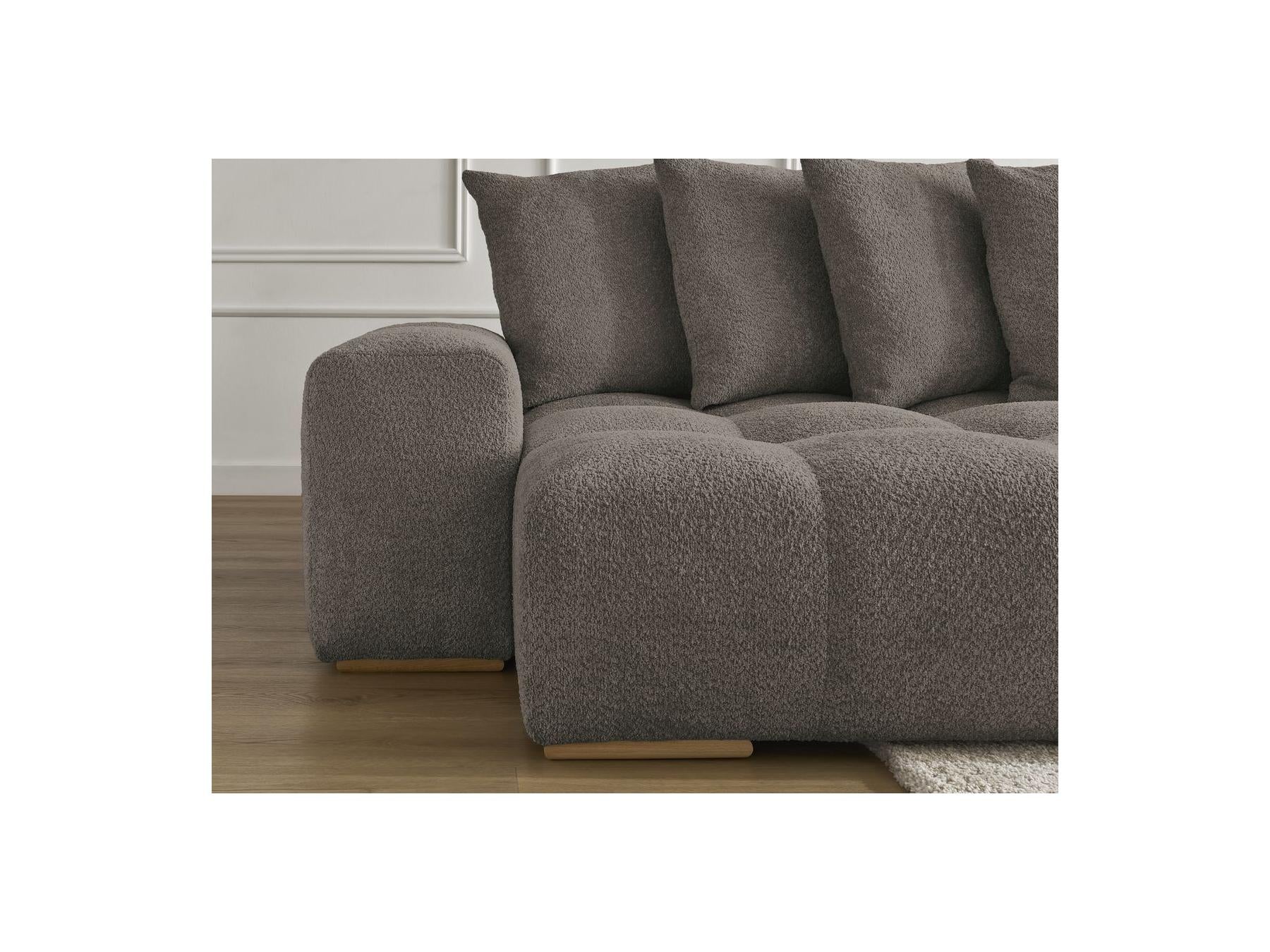Anakin - Panoramic Convertible Sofa with Storage - Bouclé Fabric - 10 Cushions