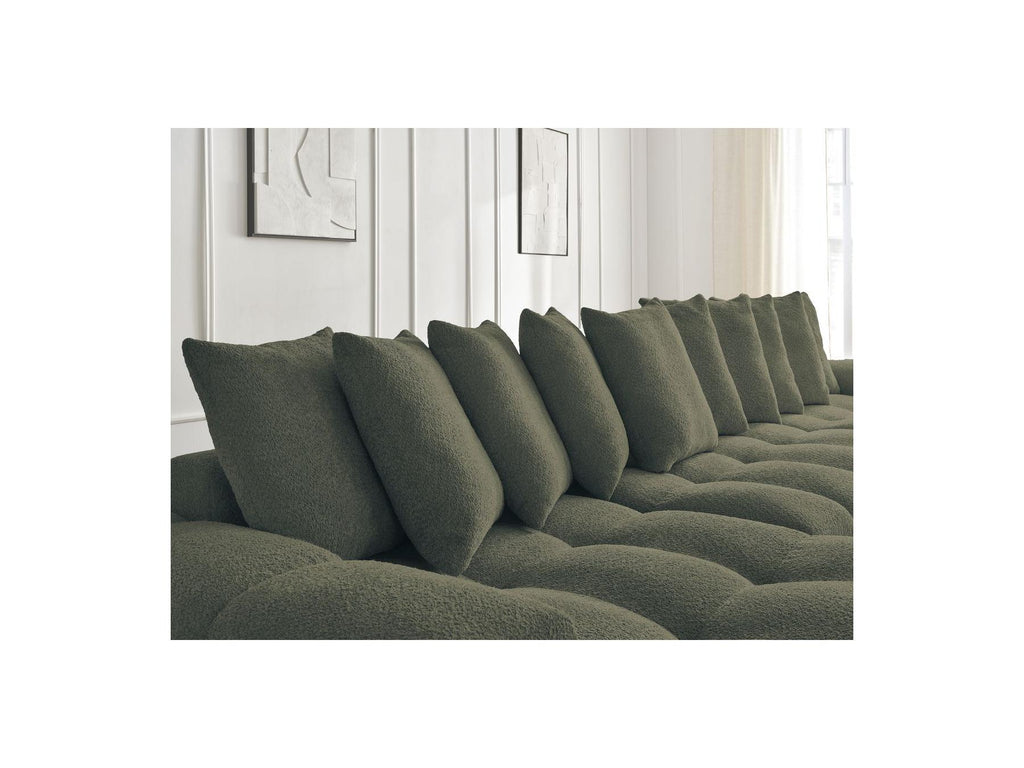 Anakin - Panoramic Convertible Sofa with Storage - Bouclé Fabric - 10 Cushions