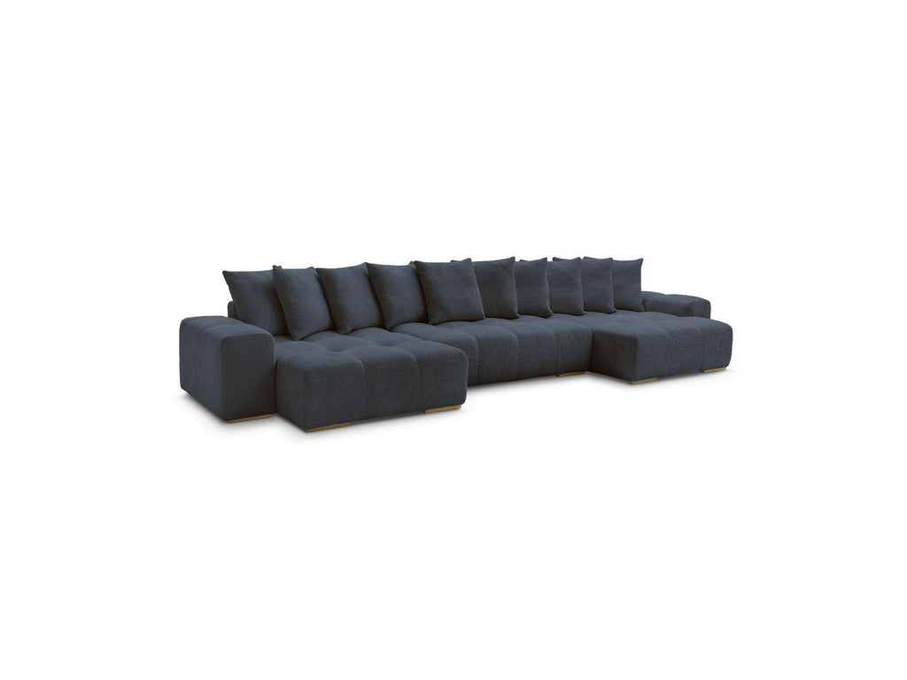 Anakin - Panoramic Convertible Sofa with Storage - Bouclé Fabric - 10 Cushions