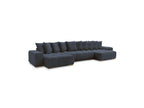 Anakin - Panoramic Convertible Sofa with Storage - Bouclé Fabric - 10 Cushions