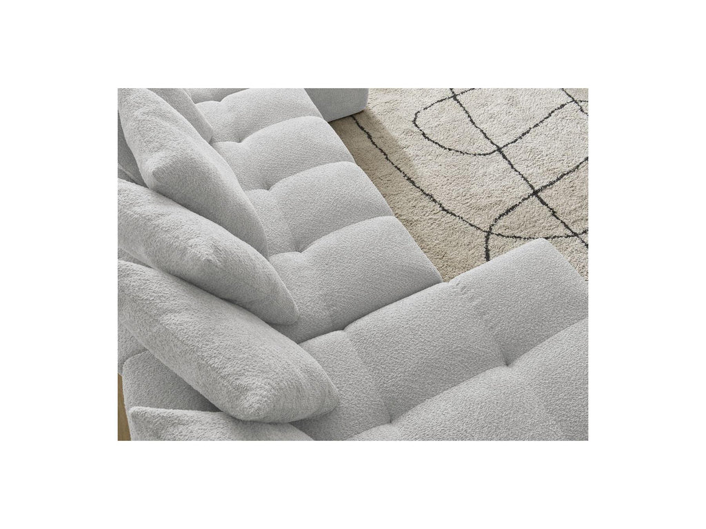 Anakin - Panoramic Convertible Sofa with Storage - Bouclé Fabric - 10 Cushions