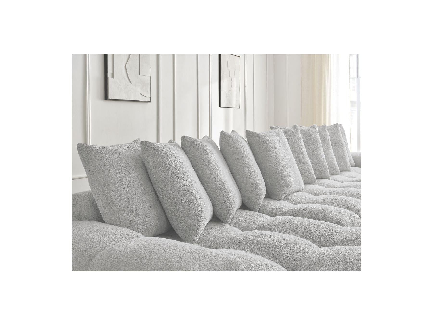 Anakin - Panoramic Convertible Sofa with Storage - Bouclé Fabric - 10 Cushions