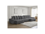 Anakin - Panoramic Convertible Sofa with Storage - Bouclé Fabric - 10 Cushions