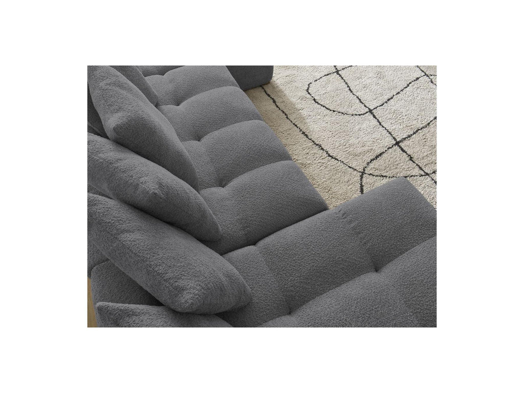 Anakin - Panoramic Convertible Sofa with Storage - Bouclé Fabric - 10 Cushions