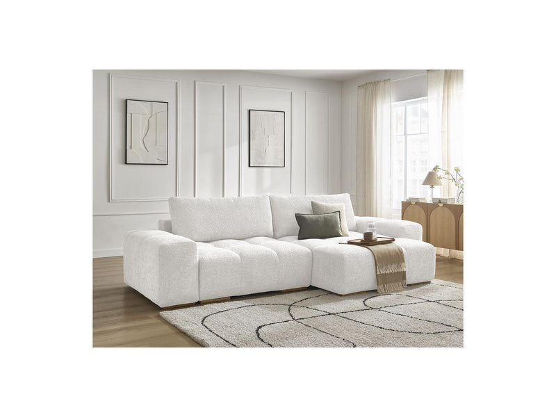 Canapé D'Angle Convertible Réversible Coffre - Anakin - Tissu Bouclette - 2 Coussins