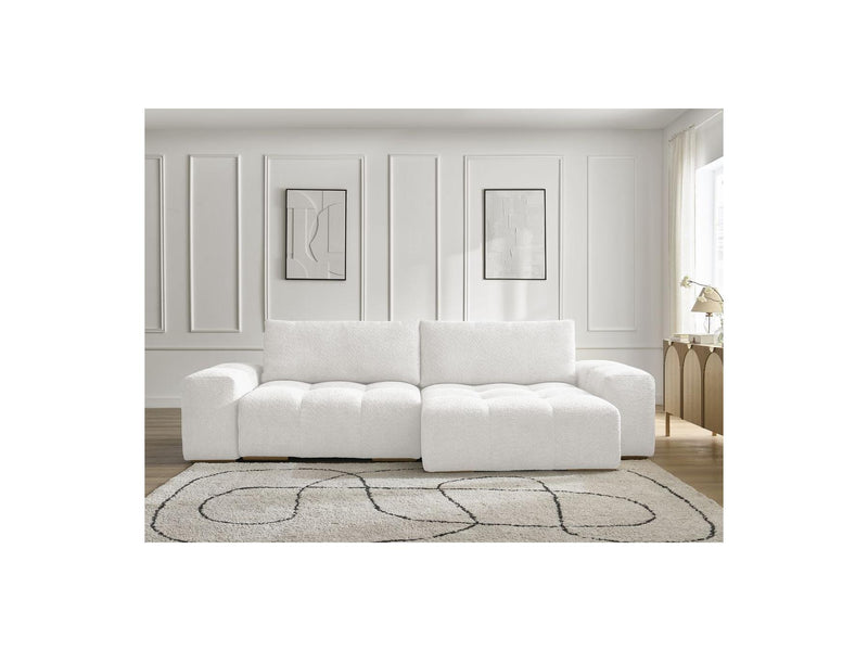 Canapé D'Angle Convertible Réversible Coffre - Anakin - Tissu Bouclette - 2 Coussins