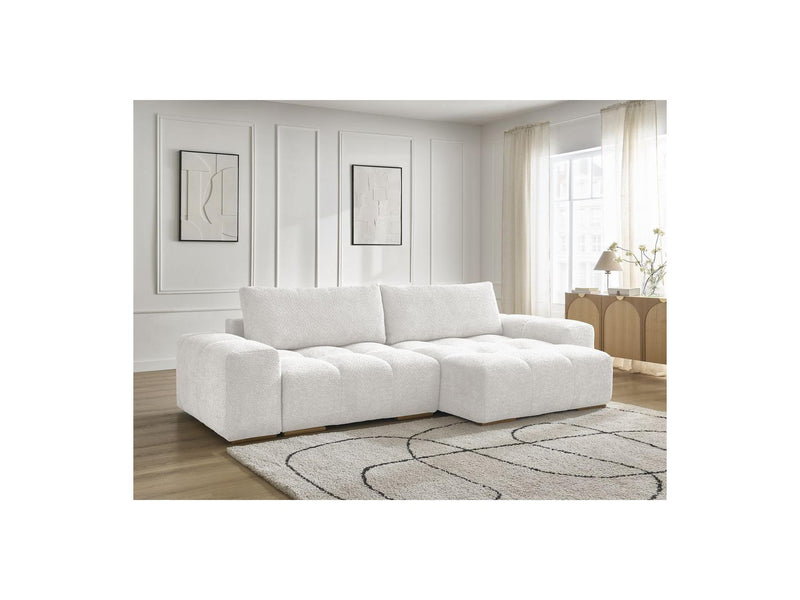 Canapé D'Angle Convertible Réversible Coffre - Anakin - Tissu Bouclette - 2 Coussins