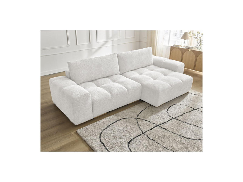Canapé D'Angle Convertible Réversible Coffre - Anakin - Tissu Bouclette - 2 Coussins