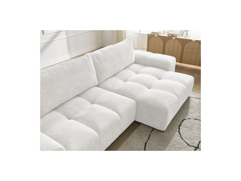 Canapé D'Angle Convertible Réversible Coffre - Anakin - Tissu Bouclette - 2 Coussins