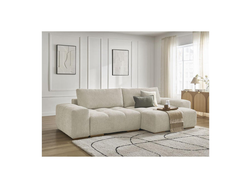 Canapé D'Angle Convertible Réversible Coffre - Anakin - Tissu Bouclette - 2 Coussins