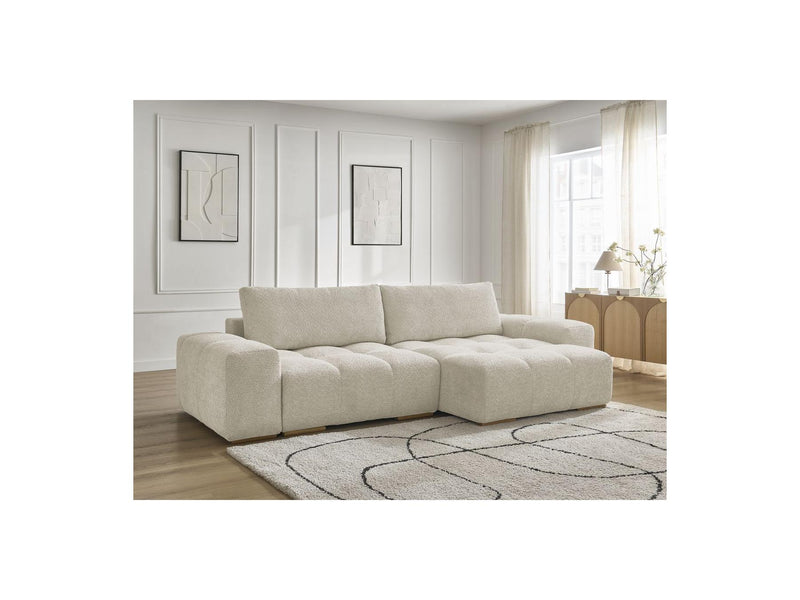 Canapé D'Angle Convertible Réversible Coffre - Anakin - Tissu Bouclette - 2 Coussins