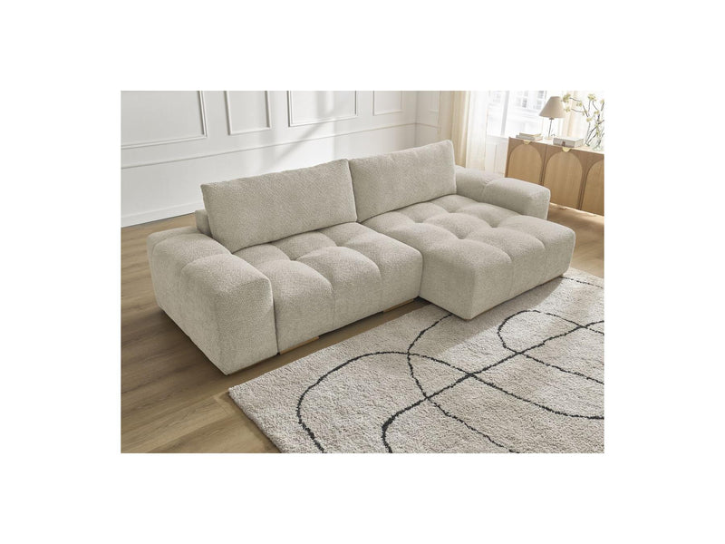 Canapé D'Angle Convertible Réversible Coffre - Anakin - Tissu Bouclette - 2 Coussins