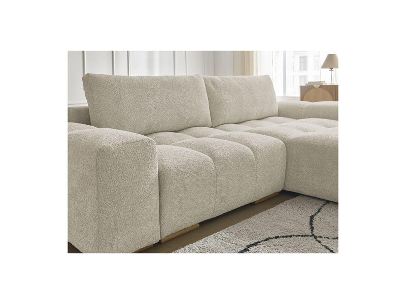 Canapé D'Angle Convertible Réversible Coffre - Anakin - Tissu Bouclette - 2 Coussins