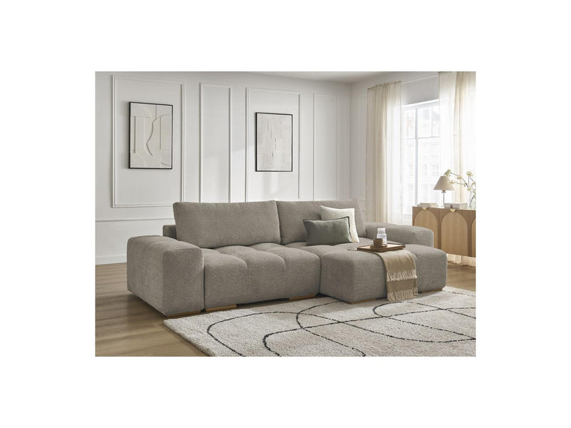 Canapé D'Angle Convertible Réversible Coffre - Anakin - Tissu Bouclette - 2 Coussins