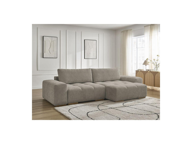 Canapé D'Angle Convertible Réversible Coffre - Anakin - Tissu Bouclette - 2 Coussins