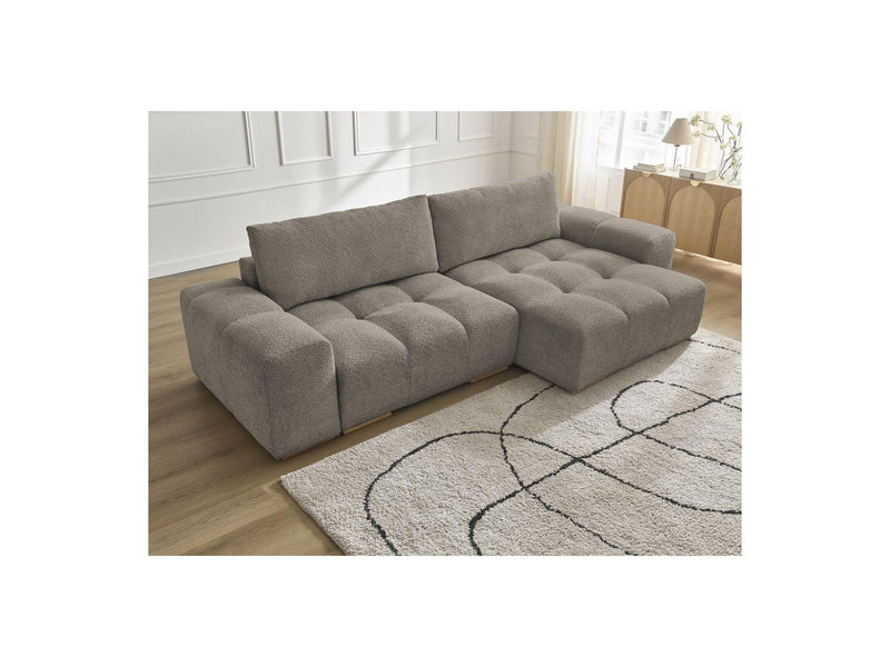 Canapé D'Angle Convertible Réversible Coffre - Anakin - Tissu Bouclette - 2 Coussins