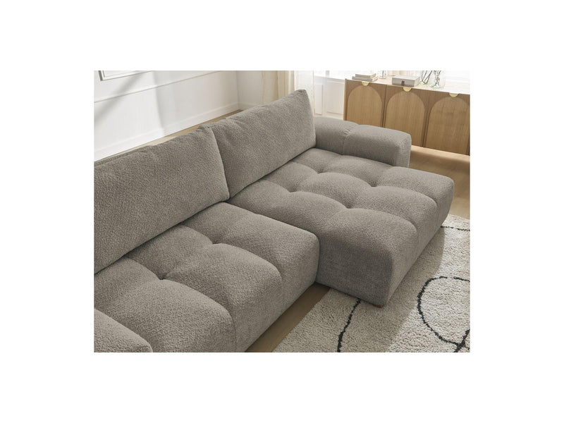 Canapé D'Angle Convertible Réversible Coffre - Anakin - Tissu Bouclette - 2 Coussins