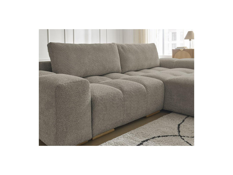 Canapé D'Angle Convertible Réversible Coffre - Anakin - Tissu Bouclette - 2 Coussins