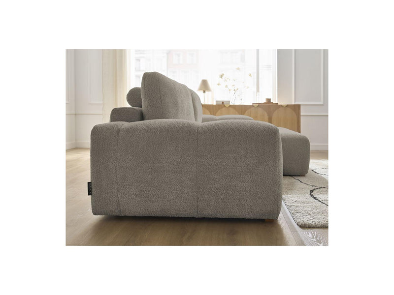 Canapé D'Angle Convertible Réversible Coffre - Anakin - Tissu Bouclette - 2 Coussins