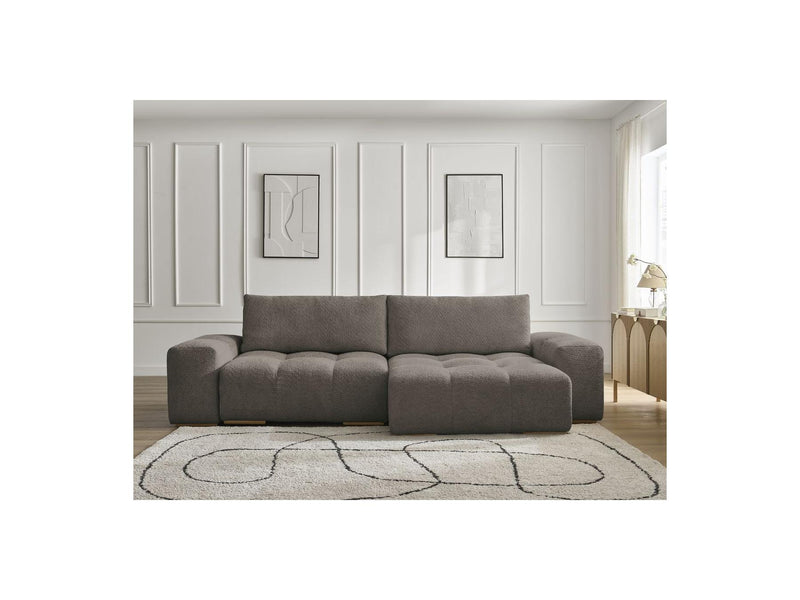 Canapé D'Angle Convertible Réversible Coffre - Anakin - Tissu Bouclette - 2 Coussins