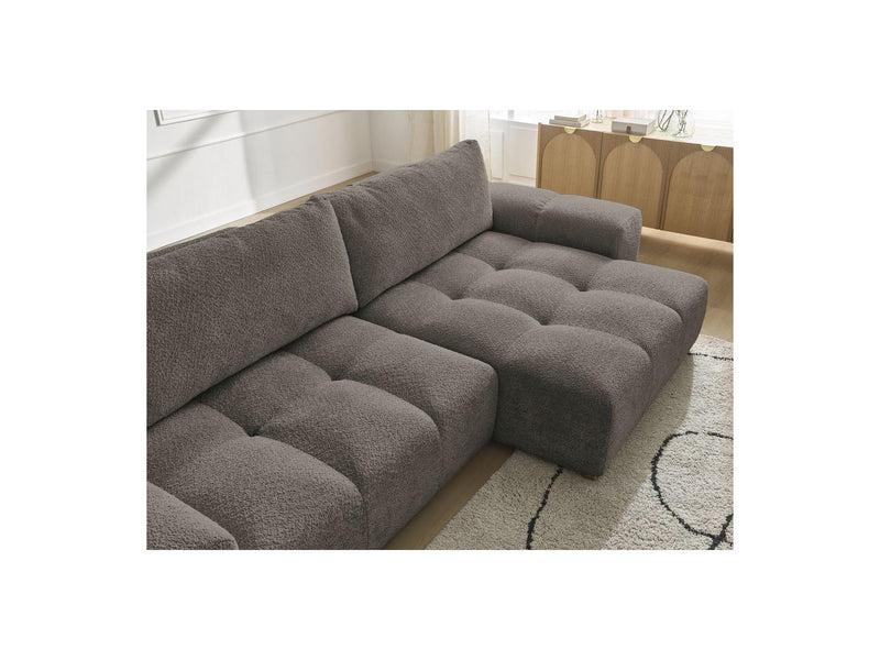 Canapé D'Angle Convertible Réversible Coffre - Anakin - Tissu Bouclette - 2 Coussins