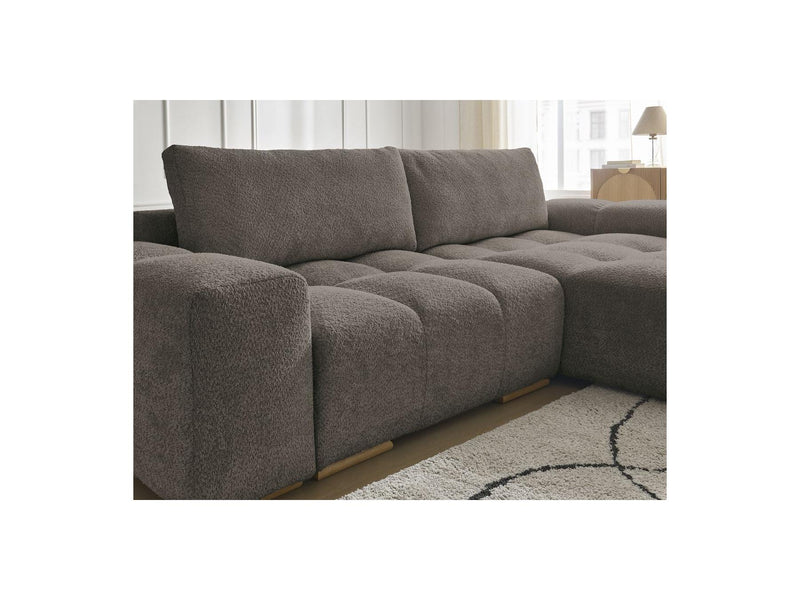 Canapé D'Angle Convertible Réversible Coffre - Anakin - Tissu Bouclette - 2 Coussins