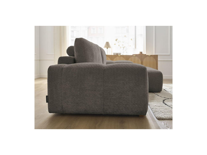 Canapé D'Angle Convertible Réversible Coffre - Anakin - Tissu Bouclette - 2 Coussins