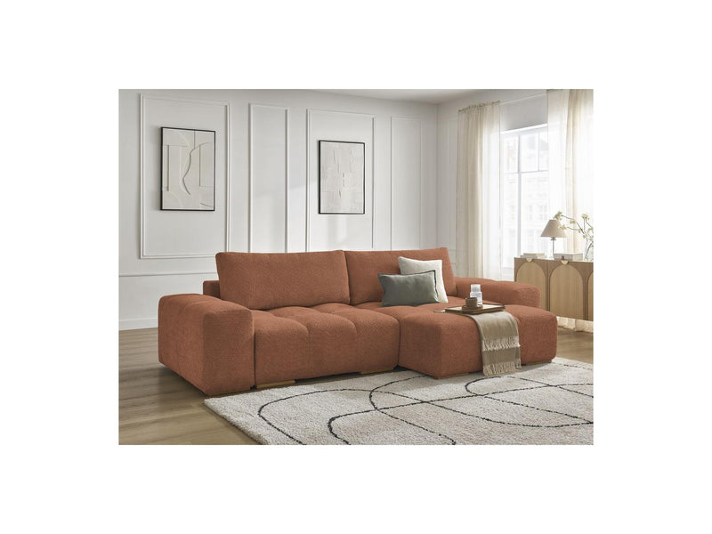 Canapé D'Angle Convertible Réversible Coffre - Anakin - Tissu Bouclette - 2 Coussins