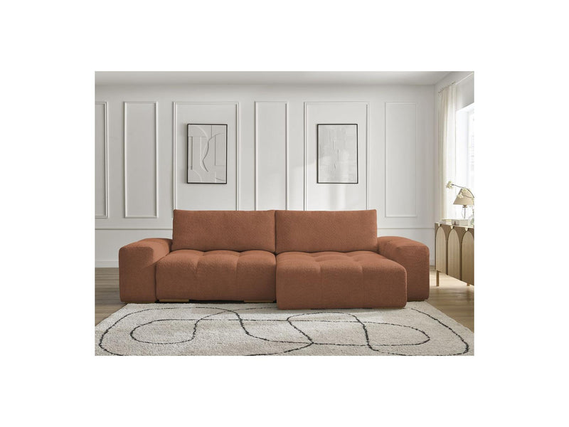 Canapé D'Angle Convertible Réversible Coffre - Anakin - Tissu Bouclette - 2 Coussins