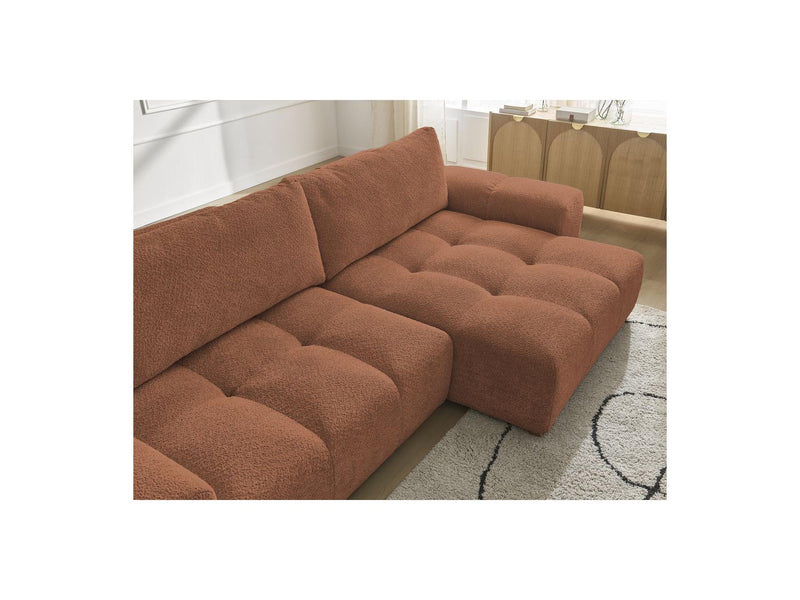 Canapé D'Angle Convertible Réversible Coffre - Anakin - Tissu Bouclette - 2 Coussins