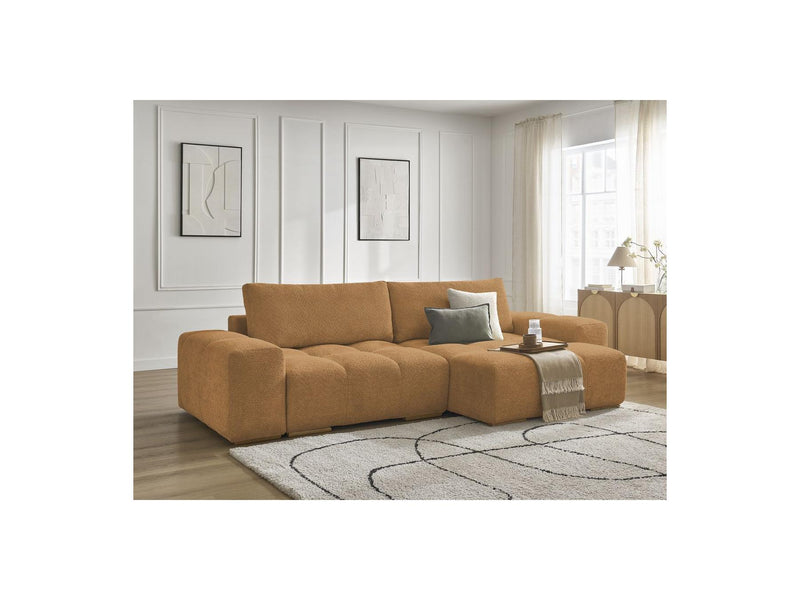 Canapé D'Angle Convertible Réversible Coffre - Anakin - Tissu Bouclette - 2 Coussins